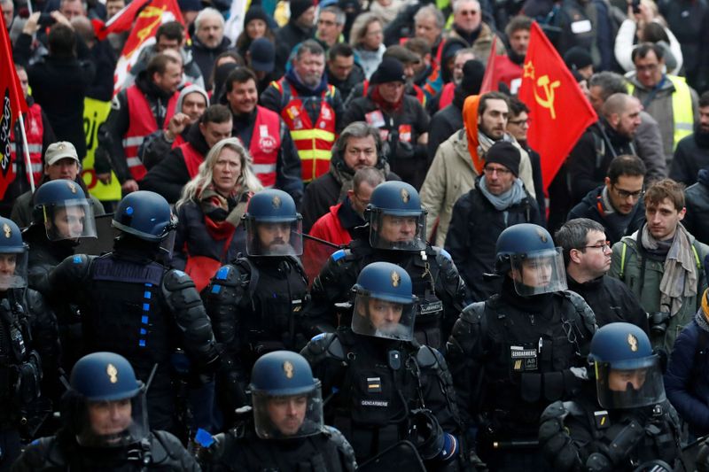 FILE PHOTO: Nationwide day of strike and protests against pensions reform in France