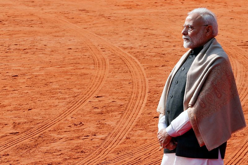 FILE PHOTO: India's Prime Minister Modi waits to receive Brazil's President Bolsonaro during a