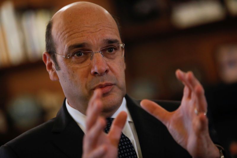 Portugal's Economy Minister Pedro Siza Vieira speaks during an interview with Reuters in Lisbon