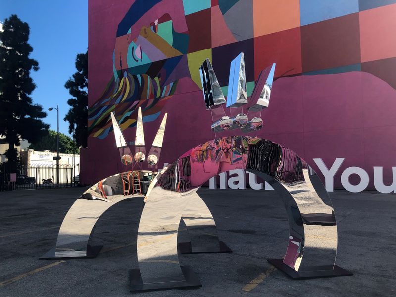 FILE PHOTO: The new Pandora logo is displayed at an event in Los Angeles