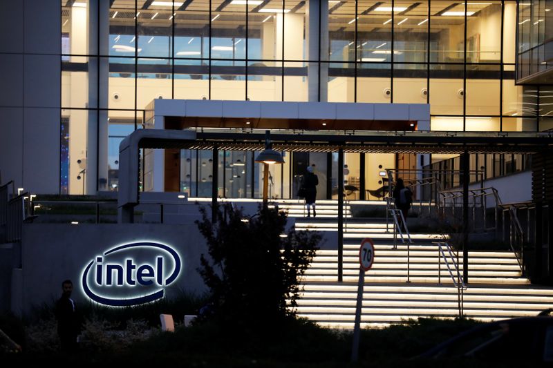 Intel Israel CEO Yaniv Garty gestures as he speaks at the U.S. chipmaker's 