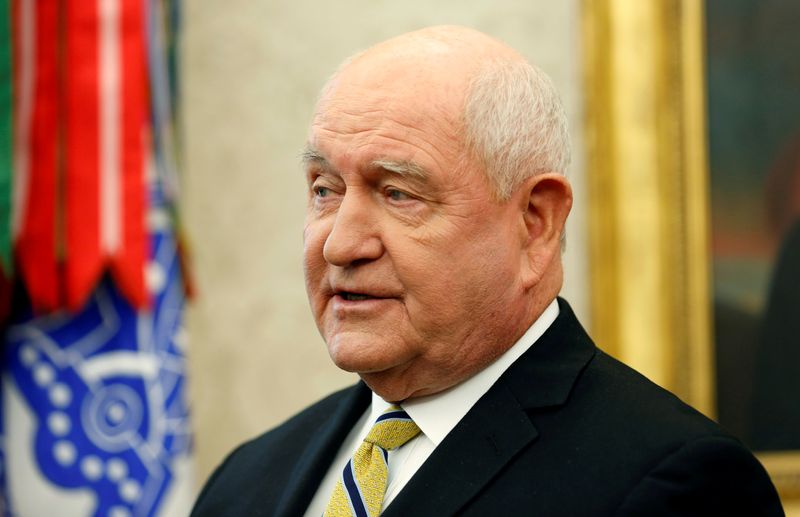 FILE PHOTO: U.S. Secretary of Agriculture Sonny Perdue speaks during an event in the Oval