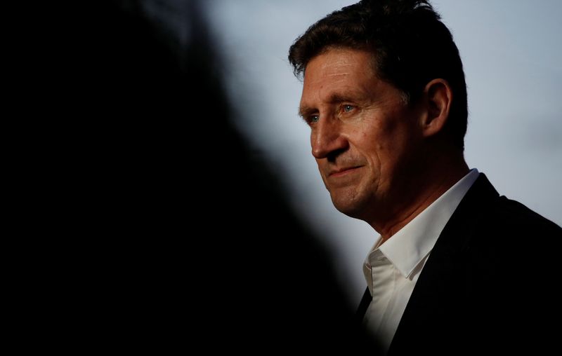 Eamon Ryan, the leader of the Irish Green Party, is photographed during a television interview