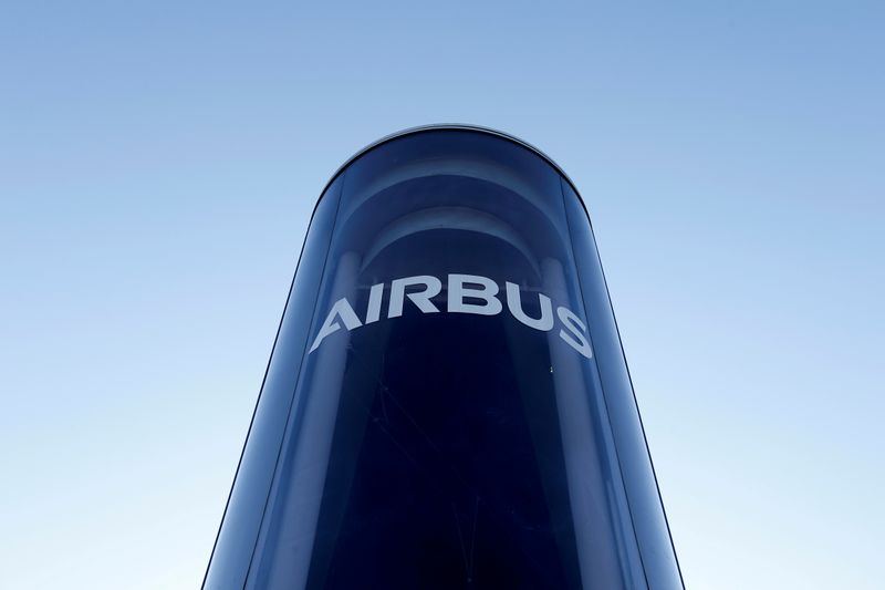 FILE PHOTO: FILE PHOTO: The Airbus logo is pictured at Airbus headquarters in Blagnac near