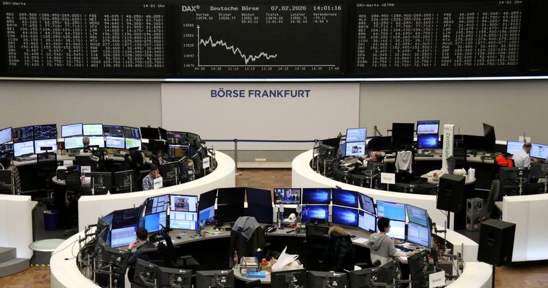 FILE PHOTO:  The German share price index DAX graph is pictured at the stock exchange in