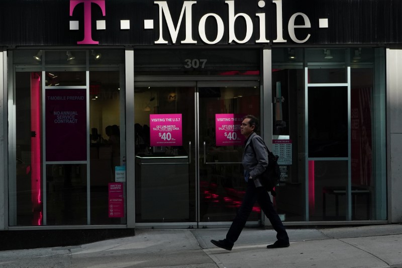 A T-Mobile store is pictured in the Manhattan borough of New York