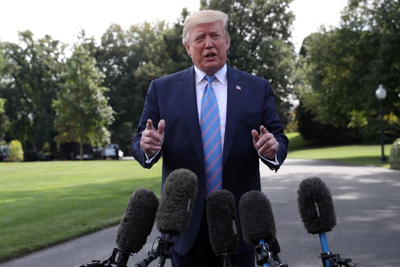 U.S. President Trump departs for travel to New Jersey from the South Lawn of the White House in