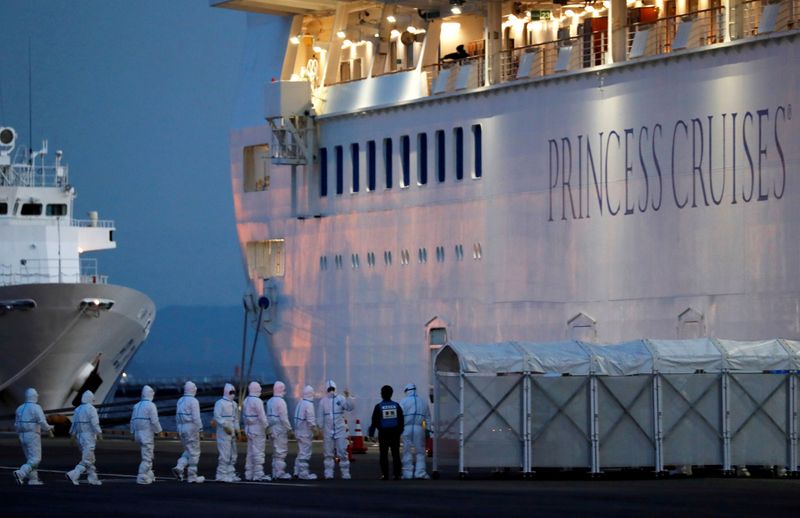 FILE PHOTO: Cruise ship Diamond Princess arrives at Daikoku Pier Cruise Terminal in Yokohama