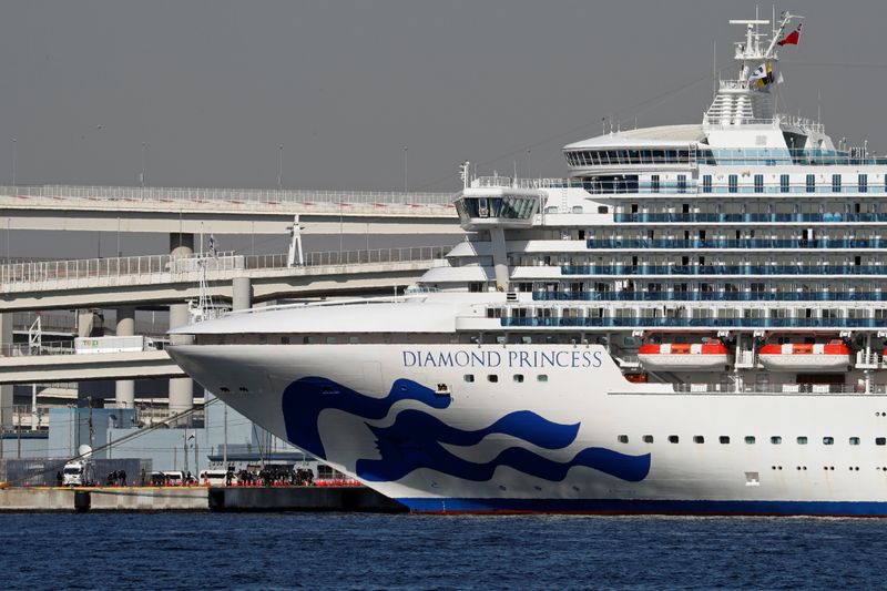 FILE PHOTO: Cruise ship Diamond Princess at Daikoku Pier Cruise Terminal in Yokohama