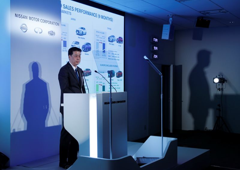 Nissan Motor Co CEO Makoto Uchida speaks during a news conference at its headquarters in
