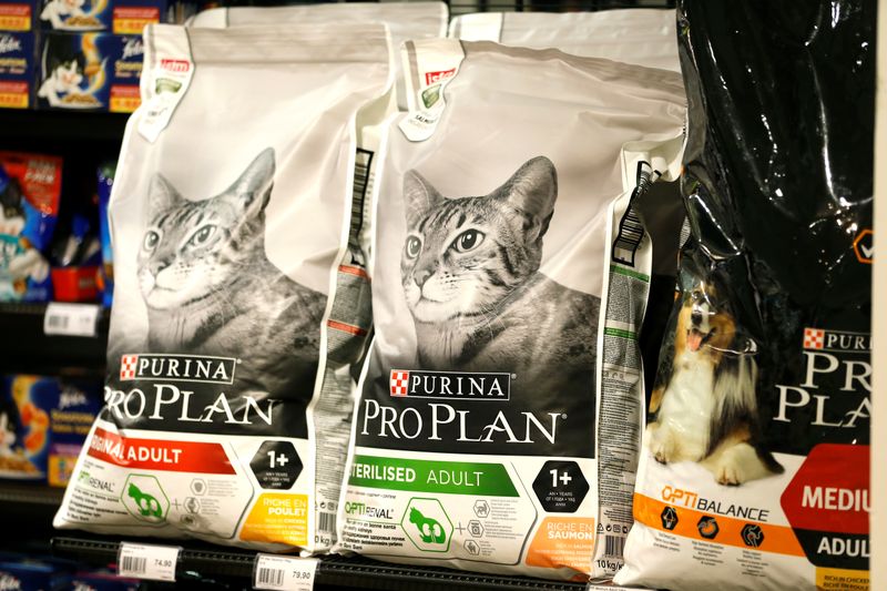 Bags of Purina Pro Plan cats food by Nestle are pictured in the supermarket of Nestle