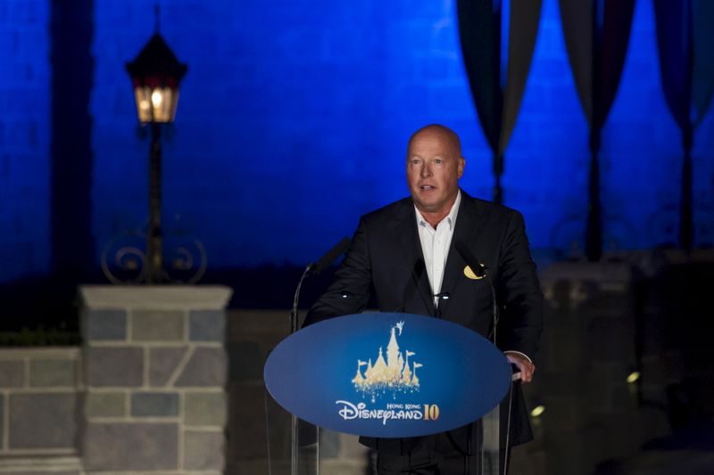 FILE PHOTO: Bob Chapek, chairman of Walt Disney Parks and Resorts, speaks during the 10th