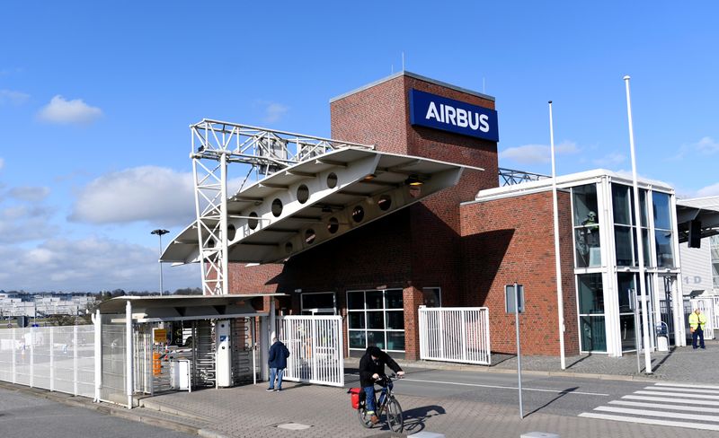 An employee leaves the plant of  Airbus during the outbreak of coronavirus disease (COVID19) in