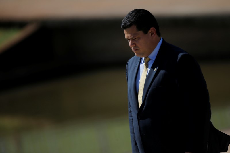 Brazil's President of the Senate Davi Alcolumbre looks on during an opening session of the Year