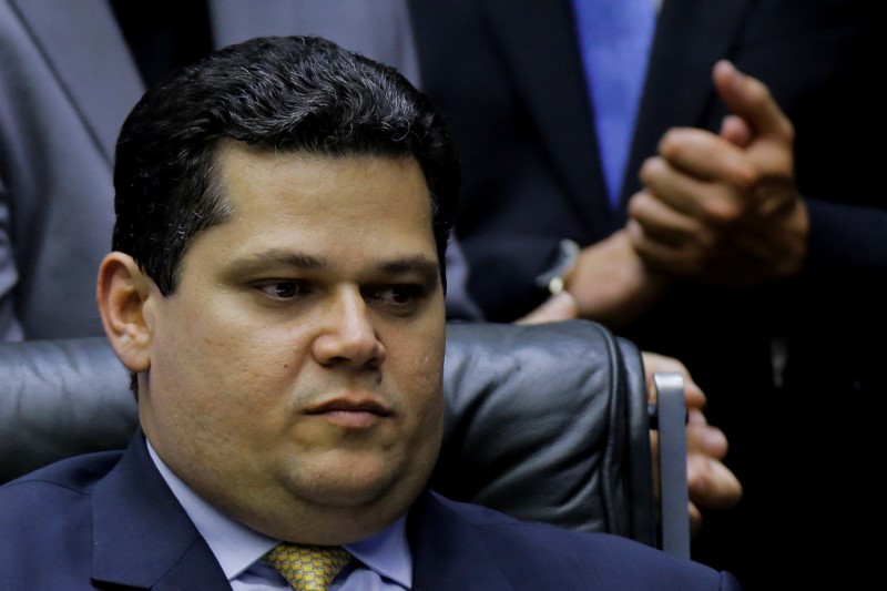 Brazil's President of the Senate Davi Alcolumbre looks on during an opening session of the Year