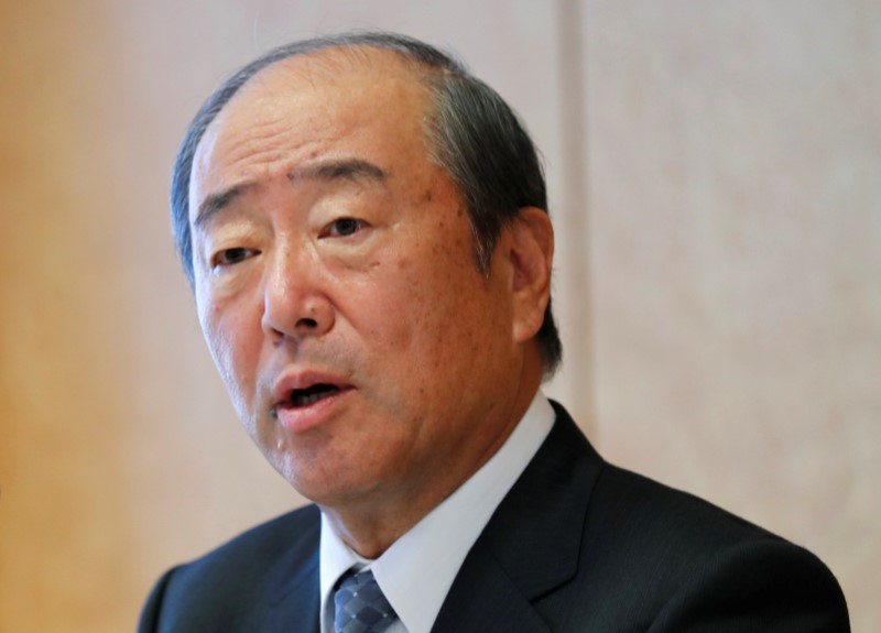 FILE PHOTO:  Idemitsu Chairman Takashi Tsukioka speaks at a news conference in Tokyo