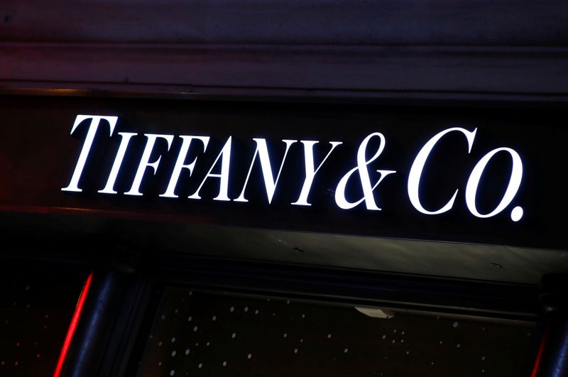FILE PHOTO:  A Tiffany & Co. logo is seen outside a store in Paris