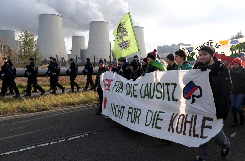 FILE PHOTO: Climate activists from Fridays for Future and Ende Gelaende protest in the Lausitz