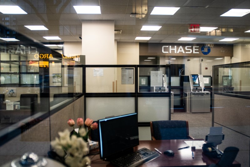 FILE PHOTO: Empty Chase bank branch is seen in New York