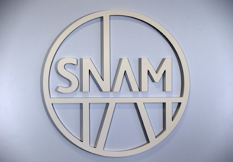 FILE PHOTO: Italian gas transport group Snam logo is seen at the headquater in San Donato