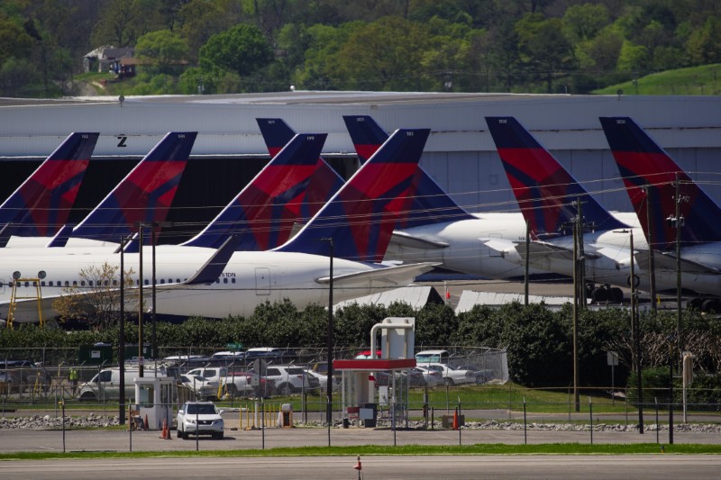 Delta Air Lines passenger planes parked in Birmingham