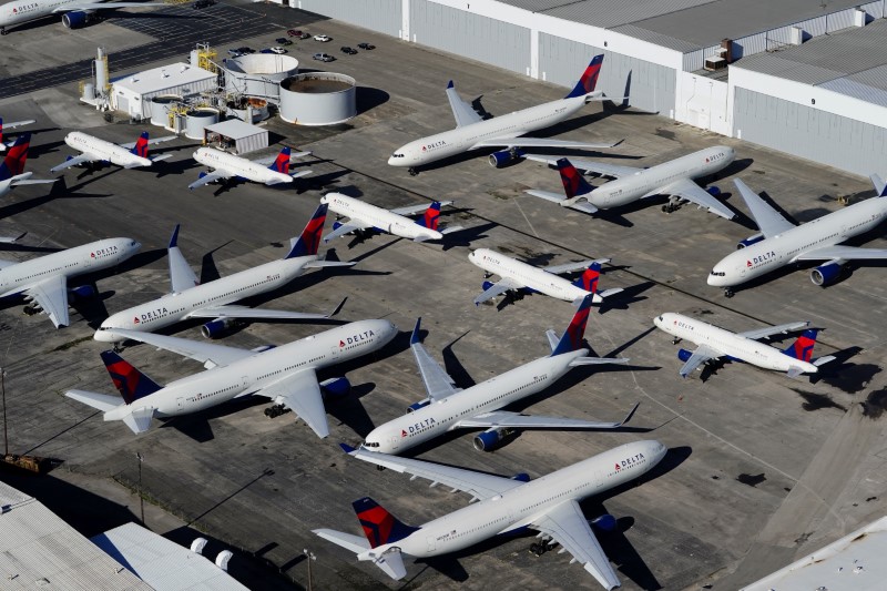 Delta Air Lines passenger planes parked in Birmingham