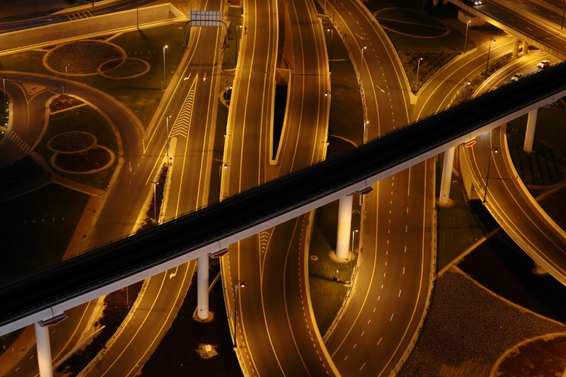 Aerial view of the Sheikh Zayed Road, following the outbreak of coronavirus disease (COVID-19),