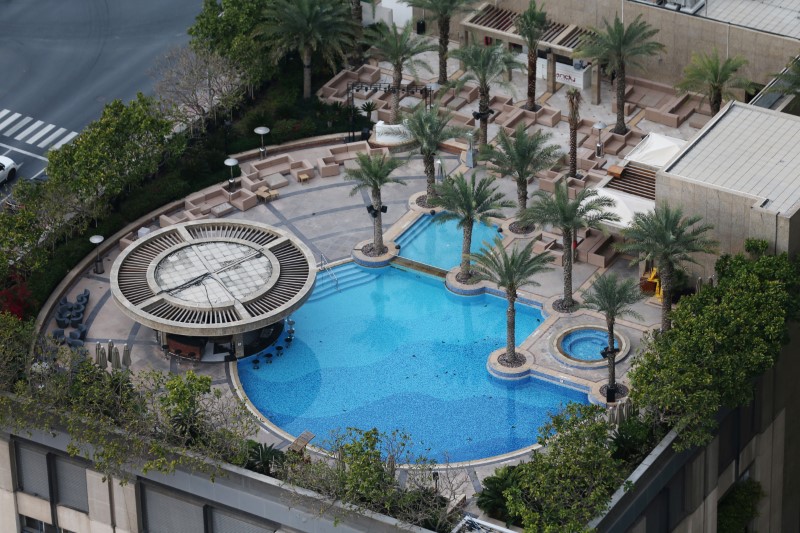 A view shows an empty swimming pool, following the outbreak of coronavirus disease (COVID-19),