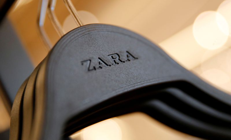 FILE PHOTO: Zara's logo is seen on a clothes hanger in a Zara store, an Inditex brand, in