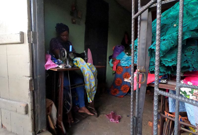 A view of dressmaker Kemi Adepoju's shop, amid the spread of the coronavirus disease (COVID-19)