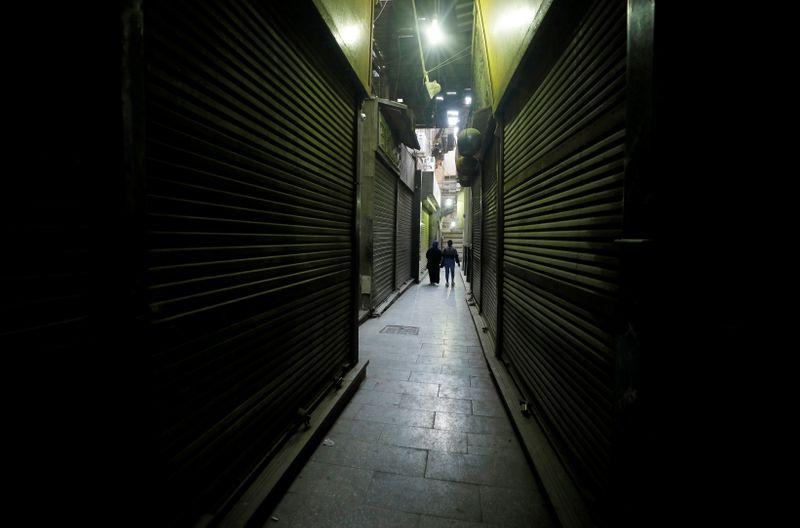 Closed shops are seen at a popular tourist area named 