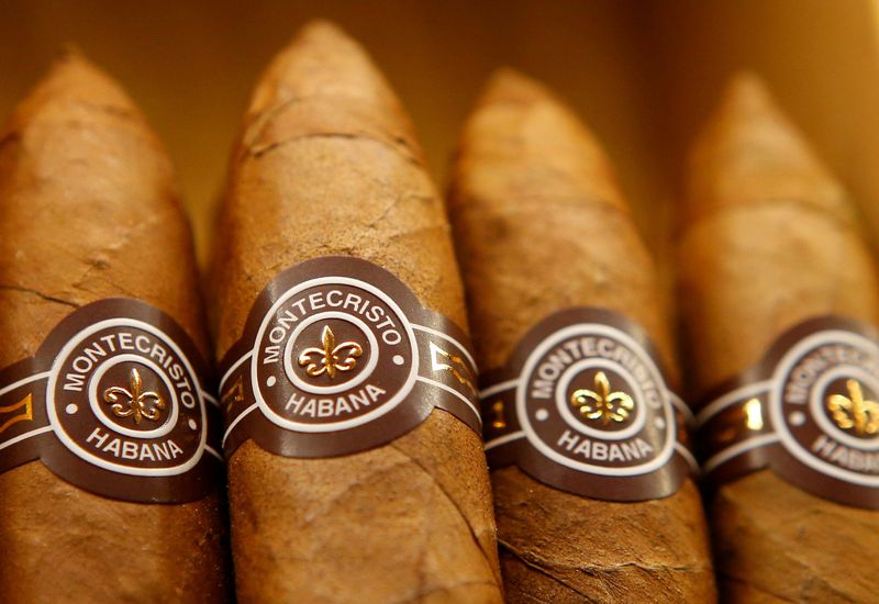 FILE PHOTO: Montecristo cigars are on display in a tobacco store in Vienna