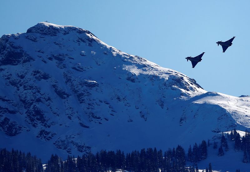 FILE PHOTO: German Eurofighters demonstrate a flight interception of a Belgian air force