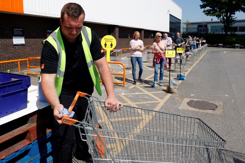 FILE PHOTO: Detail from a Castorama shopping trolley handle is seen outside a store in