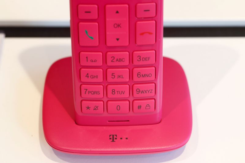 FILE PHOTO: Wireless home phone in brand magenta colour of Deutsche Telekom is pictured in the