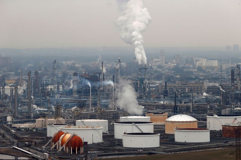 FILE PHOTO: General view of oil tanks and the Bayway Refinery of Phillips 66 in Linden