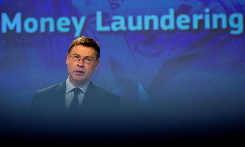 FILE PHOTO: European Commission Vice-President Valdis Dombrovskis speaks during a news