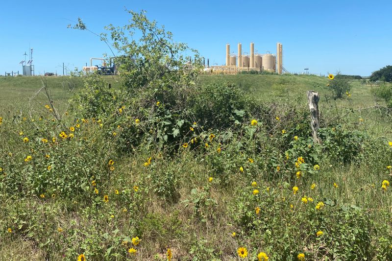 An oil and gas site is seen in DeWitt County