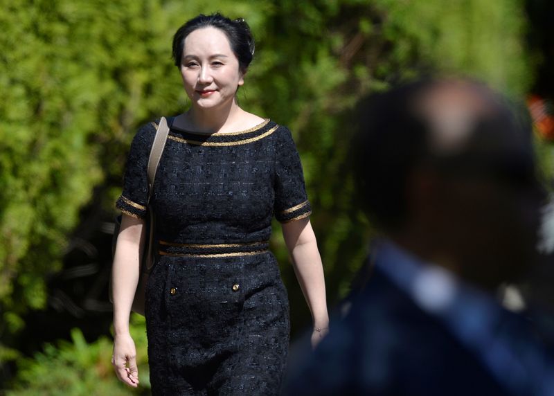 Huawei Technologies Chief Financial Officer Meng Wanzhou leaves her home to attend a court