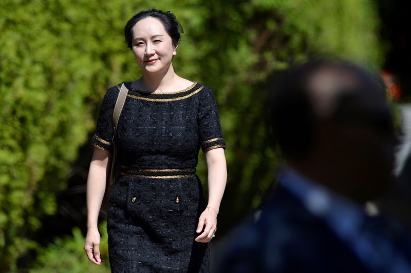 Huawei Technologies Chief Financial Officer Meng Wanzhou leaves her home to attend a court