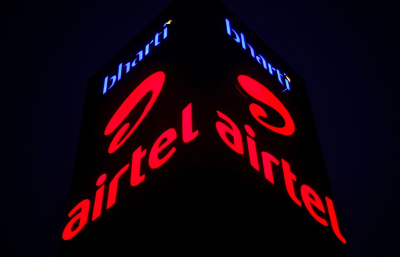 A Bharti Airtel office building is pictured in Gurugram