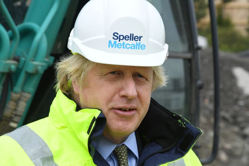 Britain's Prime Minister Boris Johnson delivers a speech during his visit to Dudley College of